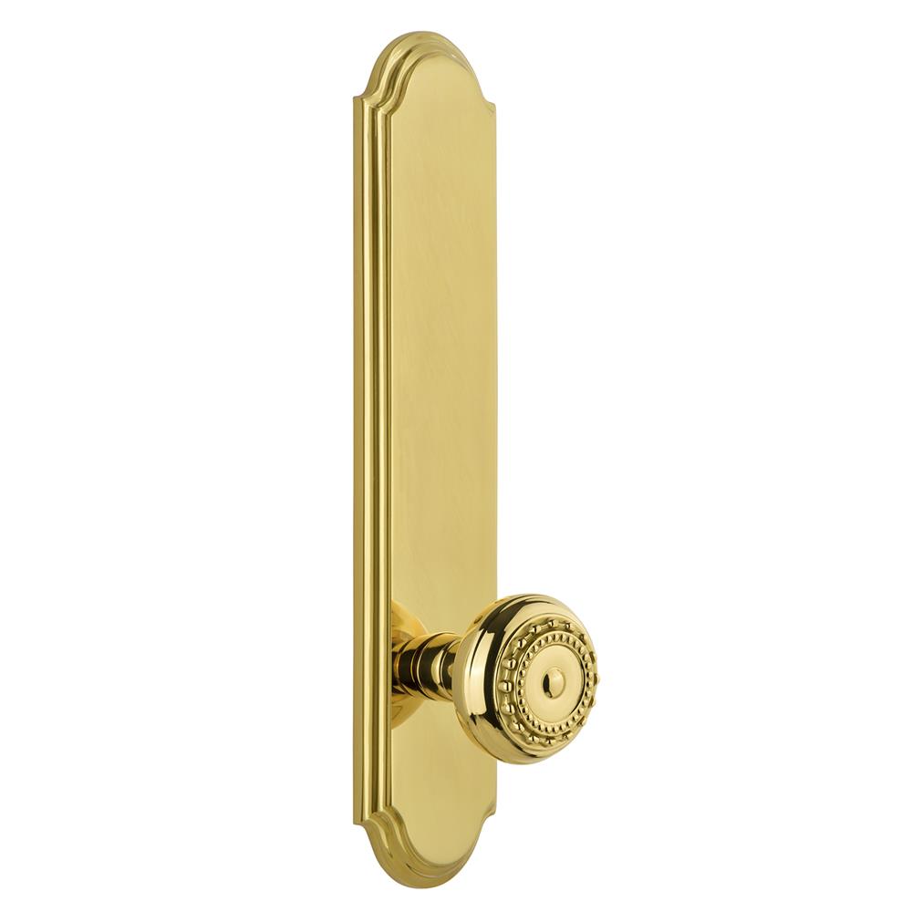 Grandeur by Nostalgic Warehouse ARCPAR Arc Tall Plate Privacy with Parthenon Knob in Lifetime Brass